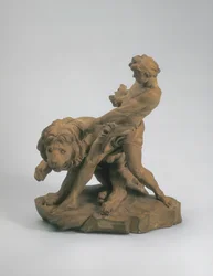 Athlet mit einem Löwen, 1737 (Terrakotta)